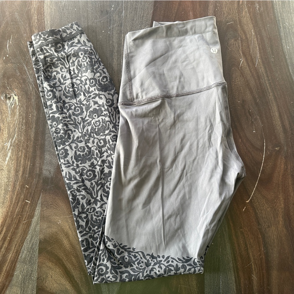 Lululemon Wunder under high rise Gray floral Patterned Leggings| size 8